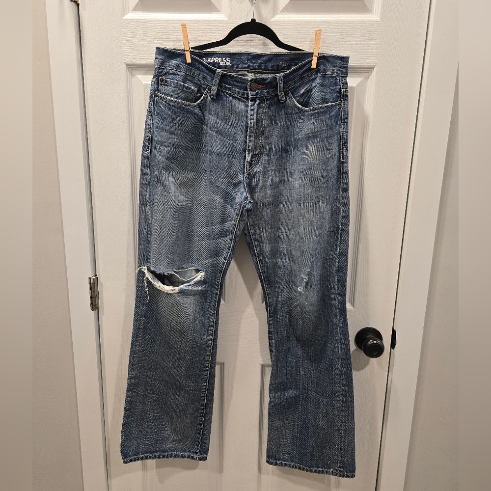 Express Boot Cut Jeans with Distressed Details